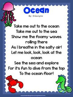 an ocean poem with pictures of sea animals