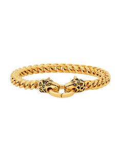 18K Gold Plated Stainless Steel Tiger's Head Bracelet Gold Chain Link Bracelet With Clasp, Gold-tone Bracelet With Clasp For Gift, Tiger Head, Diamond Bracelet, Gold Bracelet, 18k Gold, Gold Plate, On Sale, Wedding Rings