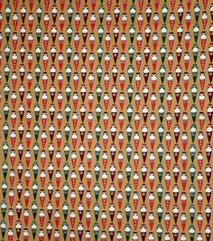 an orange and red pattern with ice cream cones on it's sides, in the middle