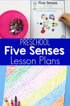 preschool five senses lesson plans with colorful paper and crayons