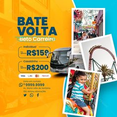 an advertisement for the bate volta beto carretera, featuring photos of children