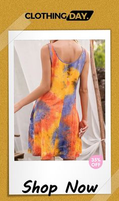 Women's Modish Sleeveless Crewneck Tie-dye Suspender Dress Sleeveless Tie Dye Summer Dress, Spring Tie Dye Sleeveless Sundress, Summer Sleeveless Tie Dye Dress, Bohemian Tie Dye Sleeveless Sundress, Casual Tie Dye Dress With Spaghetti Straps, Casual Sleeveless Tie-dye Sundress, Casual Tie-dye Sleeveless Sundress, Casual Sleeveless Tie Dye Sundress, Sleeveless Tie-dye Summer Dress