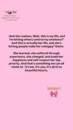 a pink background with an image of a woman's face and words on it