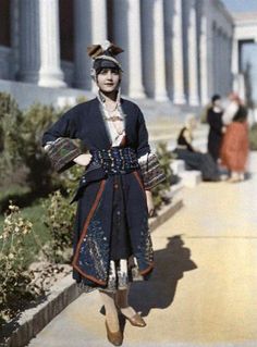 Greece. Girl in national costume. Athens.1928 20s Suit, Greek Costume, Suit Outfit, Folk Dress, Colorized Photos, Vintage Everyday, Folk Dresses, Outfit Dress