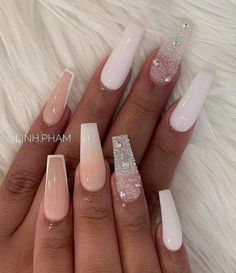 Adut Akech, Long Acrylic Nail Designs, Ombre Acrylic Nails, Winnie Harlow, White Acrylic Nails, Cute Acrylic Nail Designs, Fall Acrylic Nails, Long Acrylic Nails Coffin, Long Square Acrylic Nails