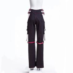 Material:?Cotton; Spandex; Nylon 
Size: S-XL 
SKU:?TR201R Strap Pants, Cotton Spandex, Black And Red, Spandex, Pants, Red, Black, Color, Trousers