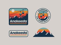 three logos for an electric company, and one with the name anakesta on it