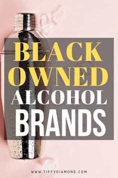 black owned alcohol brand ad with bottle on pink background