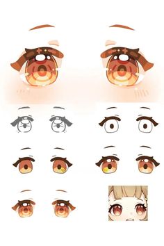 an anime character's eyes are shown with different angles and shapes to make it look like