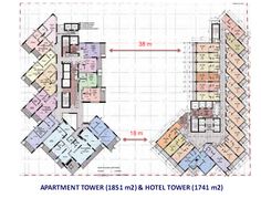 the apartment tower floor plan is shown