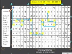 the word search is shown in yellow and blue