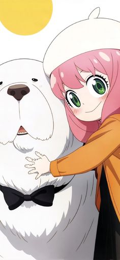 a person hugging a white dog with green eyes