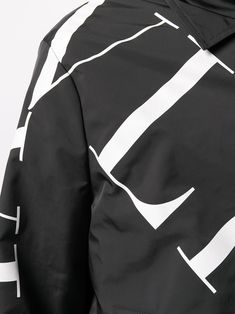 Valentino VLTN logo jacket Valentino Ready To Wear, Valentino Logo, Full Look, Italian Luxury, Print Jacket, Notched Collar, Black Logo, Wearing Black, Welt Pockets