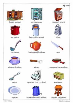 an image of kitchen items in russian