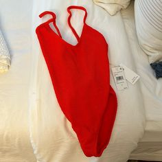 Brand New Never Worn! Nwt. Color Just Doesn’t Work On Me Red V-neck Bodysuit For Spring, Spring Red V-neck Bodysuit, Red Sleeveless Bodysuit For Spring, Trendy Red Bodysuit For Beach, Chic Red Bodysuit For Summer, Red Casual Bodysuit For Spring, Casual Red Bodysuit For Spring, Red Casual Bodysuit For Beach Season, Chic Red Bodysuit For The Beach