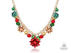 "🎅 Christmas Bow & Jingle Bell Necklace - Festive Elegance for the Holidays 🎁 Embrace the joy of the season with our Christmas Necklace, a whimsical accessory adorned with Xmas bow pendants, jingle bells, and festive red and green beads. Perfect for adding a touch of holiday magic to your festive ensemble. ❉ Christmas Theme: Dress up your holiday look with our charming necklace featuring Xmas bow pendants adorned with jingle bells and accented with green and red beads. A delightful accessory t Green Christmas Jewelry For Festive Occasion, Christmas Holiday Green Jewelry, Green Christmas Holiday Jewelry, Green Jewelry For New Year's Party, New Year Holiday Jewelry, Green Jewelry For New Year Party, Gold Jewelry For Winter Party, Red Festive Jewelry For Gifts, Red Festive Jewelry For Gift Giving