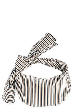 Matthieu Blazy continues his unexpected playfulness with this version of the label's Jodie bag that's designed to look like a repurposed striped-cotton shirt. The lambskin-leather style even features buttons at the knotted handle to mimic the look of cuffed sleeves. Top zip closure Top carry handle Lambskin-leather lining Leather Made in Italy Designer Handbags Iconic Bags Handbags, Scrap Leather Bag, Bags Street Style, Fabric Bracelets Diy, Mini Bag Pattern, Leather Shirts, Jodie Bag, Summer Purse, Mini Jodie