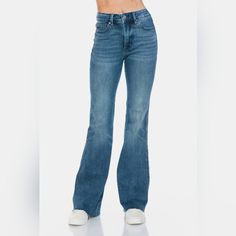 Judy Blue Tummy Control Mid-Rise Jeans Slim Fit Tapered Flare Cut-Off Denim Pants Plus Size Only Whether You're Dressing Up For A Casual Day Out Or Engaging In Leisure Activities, These Trendy Pants Are Practical And Fashionable. The Mid-Rise Waist With Built-In Tummy Control Offers Confidence, Comfort And Functionality While Creating An Elongated Silhouette That Enhances Your Curves While Preventing Muffin Top. With A Tapering Flare Wide Bottom Hem And Slim Fit Provides A Sleek Girl-Next-Door S Trendy Pants, Pants Plus Size, Leisure Activities, Muffin Top, Judy Blue Jeans, Girl Next Door, Mid Rise Jeans, Jeans Slim, Vintage Skirt