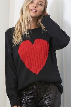 Gorgeous heart sweater, get it before Valentines Day! Knit Heart, Womens Knit Sweater, Knitted Heart, All My Heart, Comfortable Sweater, Heart Sweater, Beautiful Sweater, Knitted Top, Pullover Sweater Women