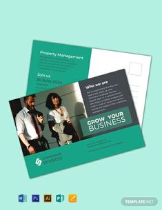 two business postcard templates with an image of people on the front and back