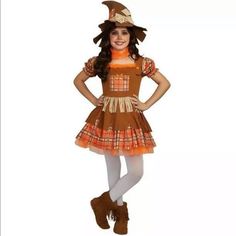 Includes: 1x Dress 1x Choker 1x Hat Size: Small 4-6 Condition: Brand New Never Worn! Scarecrow Halloween Costume, Scarecrow Dress, Wizard Of Oz Musical, Halloween Costumes Scarecrow, Scarecrow Halloween, Scarecrow Costume, Farmer Girl, Theatre Costumes, Dress Hat