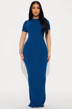 Cora Snatched Maxi Dress - Navy | Fashion Nova Fitted Maxi Dress Outfit, Fashion Nova Outfits Dresses, Maxi Dresses And Skirts, Navy Maxi Dress, Short Maxi Dress, Dress High Neck, Maxi Dress Outfit, Fashion Nova Outfits, Professional Outfits Women