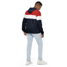 This lightweight windbreaker ensures maximum comfort on windy, rainy, and sunny days, thanks to the water-resistant fabric and breathable mesh lining. The windbreaker has an effortless look that will fit different styles and can be easily layered with long and short sleeve shirts. • 100% polyester • Fabric weight: 2.21 oz/yd² (75 g/m²) • Lightweight, water-resistant fabric • Breathable mesh lining, reduces static • Regular fit • Elastic cuffs • Hood and side pockets • Zippable front • Blank prod Casual Sports Weatherproof Raincoat, Casual Weatherproof Sports Raincoat, Casual Weatherproof Nylon Windbreaker, Casual Windproof Windbreaker For Spring, Sporty Weatherproof Spring Windbreaker, Casual Nylon Track Jacket With Moisture-wicking, Sporty Spring Weatherproof Windbreaker, Casual Moisture-wicking Windbreaker For Spring, Spring Casual Windproof Windbreaker