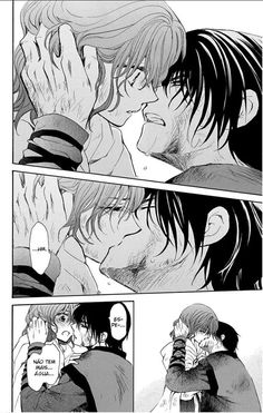 an anime page with two people kissing each other