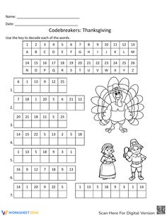 thanksgiving worksheet for kids with numbers and pictures to help them learn how to read the