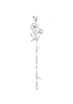 a black and white drawing of a flower with the words love is in the air