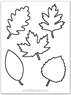 four leaves that are drawn in black and white