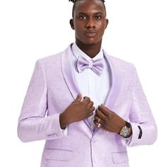 This Wedding Tuxedo Jacket, Features A Tonal Paisley Print Design, With A Matching Satin Shawl Lapel, Slim Fit, And Side Vents. Lavender Jacket, Paisley Tuxedo, Paisley Print Design, Satin Shawl, Wedding Tuxedo, Slim Fit Jackets, Tuxedo Wedding, Prom Colors, Tuxedo Jacket