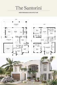 two story house plans with different levels and floor plans