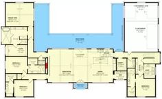 the floor plan for a house with an indoor swimming pool