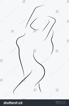 the silhouette of a woman's body in black and white, on a white background