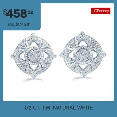 Features: Quick ShipDiamond Clarity: I3Earring Back: PostSetting: NickStone Cut: RoundDiamond Color: I-JMetal Color: WhiteEarring Length: 12.1mmEarring Width: 12.1mmRounded Carat Weight: 1/2 Ct. T.w.Care: Wipe CleanStone Type: 62 Natural DiamondAuthenticity: Natural DiamondBirthstone: April BirthstoneEarrings Style: Stud Earrings, Multi-Diamond EarringsMetal: Sterling SilverCountry of Origin: Imported White Diamond Earrings With Accents For Anniversary, White Diamond Cut Earrings Fine Jewelry, White Diamond Earrings With Halo Design For Anniversary, White Diamond Halo Earrings For Anniversary, White Diamond Earrings With Halo Setting For Anniversary, White Diamond Accents Earrings In Fine Jewelry Style, White Round Diamond Cut Earrings, White Diamond Earrings For Anniversary, White Halo Setting Earrings For Anniversary