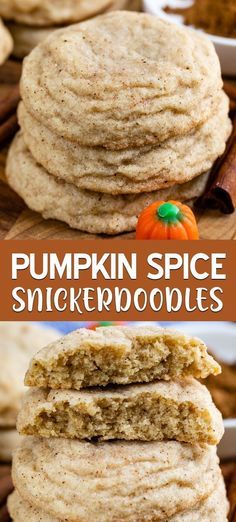 pumpkin spice snickkerdoodles stacked on top of each other