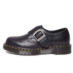 Dr. Martens 1461 Buckle Pull Up Leather Oxford Shoes 'Black' 31040001 Black Leather Monk Strap Shoes With Metal Pin Buckle, Casual Black Monk Strap Shoes, Classic Black Monk Strap Shoes With Round Toe, Black Leather Shoes With Buckle Closure And Plain Toe, Classic Black Monk Strap Shoes With Closed Toe, Leather Oxford Shoes, Pull Up, Pull Ups, Stylish Sneakers