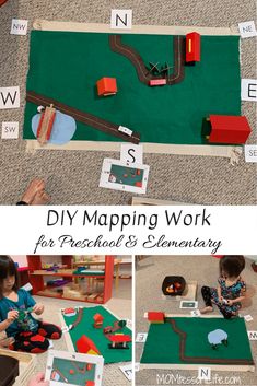 a collage of pictures showing how to make a map for preschool and elementary