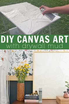 the diy canvas art with drywall mud is easy to make and looks amazing