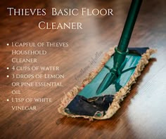 a dust mop on top of a wooden floor with the words, these basic floor cleaner