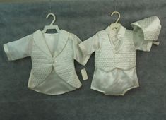 Ivory Vintage Baptism Boys Satin Outfit, Traditional Retro 80's Satin Christening Suit for Boys, Quilted Jacket,Phyllis Baby Wear, Blessing by CecysChildren on Etsy https://www.etsy.com/listing/158178773/ivory-vintage-baptism-boys-satin-outfit Fitted Sets For Baptism In Spring, Cream Long Sleeve Baptism Set, Fitted Sets For First Communion In Spring, Formal Fitted Baptism Dress For Spring, Spring First Communion Fitted Sets, Spring Fitted Sets For First Communion, White Sets For Baptism In Spring, White Spring Sets For First Communion, Vintage Summer Outfits Retro Style