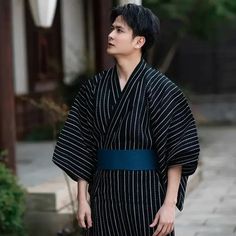 Check out this ⛩️ White Striped Black Men Kimono ⛩️ Shop & Grab 15% off with code 🎁 JPIN 🎁 #kimono #traditional #japanese #clothing White Kimono, Summer Festivals