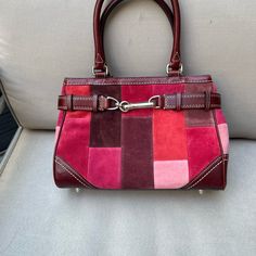 Beautiful Multicolored Eye Catching Designer Burgundy Satchel With Top Handle, Designer Burgundy Leather Bags, Designer Burgundy Top Handle Satchel, Designer Burgundy Satchel With Detachable Handle, Designer Red Square Satchel, Designer Burgundy Bag With Handles, Designer Burgundy Satchel For Everyday Use, Designer Burgundy Top Handle Shoulder Bag, Designer Rectangular Red Bag