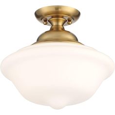 a light fixture with a white glass shade