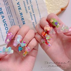 Sweet & Sour Gummy Bear Nails , Cute Teddy Bear Lollipop Candy 3D Press-on Nails , Kawaii Glitter Harajuku Japanese Style Nails - Etsy Gummy Nails, Candy Nails Designs, Japanese Style Nails, Lollipop Nails, Gummy Bear Nails, Harajuku Nails, Sour Gummy Bears, Bear Nails, Candy Nails