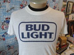 the bud light t - shirt is displayed on a mannequin