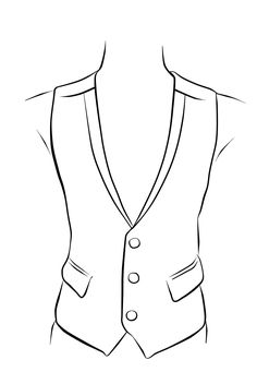 a black and white drawing of a vest on a mannequin's torso