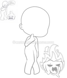 a drawing of a person standing in front of a fire with an angry face on it