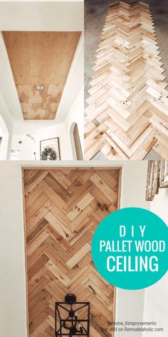 an overhead view of a room with wood flooring and walls made out of plywood planks